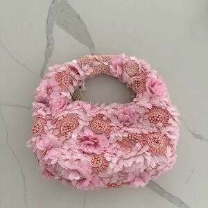 Viral Pink floral beaded sequin bag